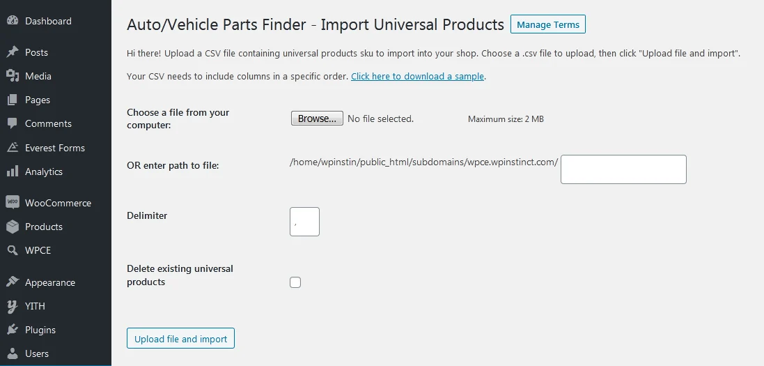 The universal products importer